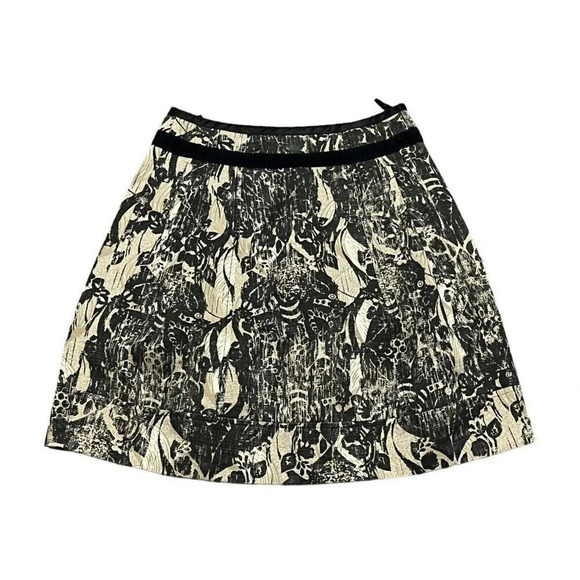 Weekends Max Mara Jacquard Velvet A Line Mini Skirt Tan Black M Work Night Out - Picture 2 of 8